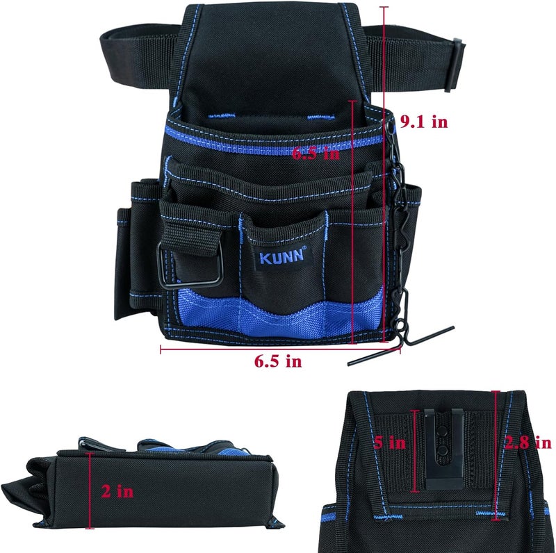 KUNN Electrician Tool Pouch - Durable Small Basic Maintenance Tool Pouch Belt with Belt Clip - Image 5